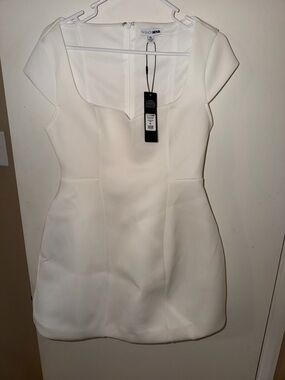 Fashion Nova White Cap-Sleeve Mini Dress